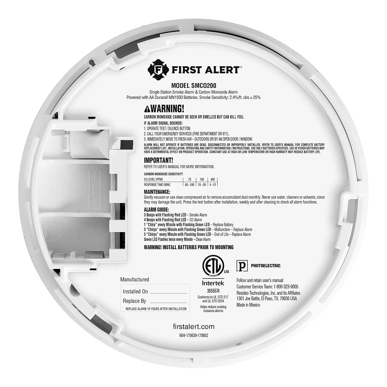 BRK SMCO200 Smoke + Carbon Monoxide Alarm | Advanced 10-Year Protection & Low-Profile Design