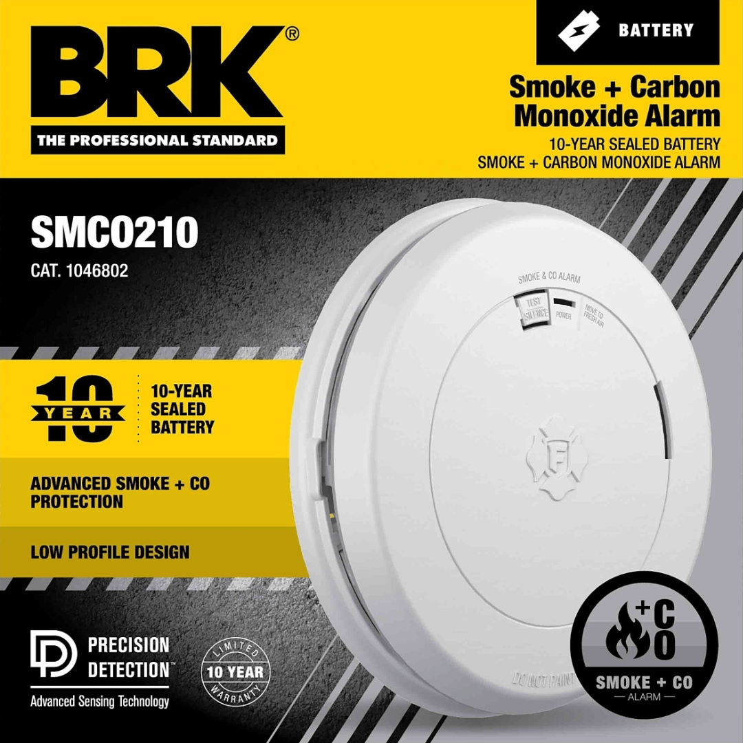 BRK SMCO210 Smoke & CO Alarm – Compact Lithium Battery-Powered Dual Sensor Protection