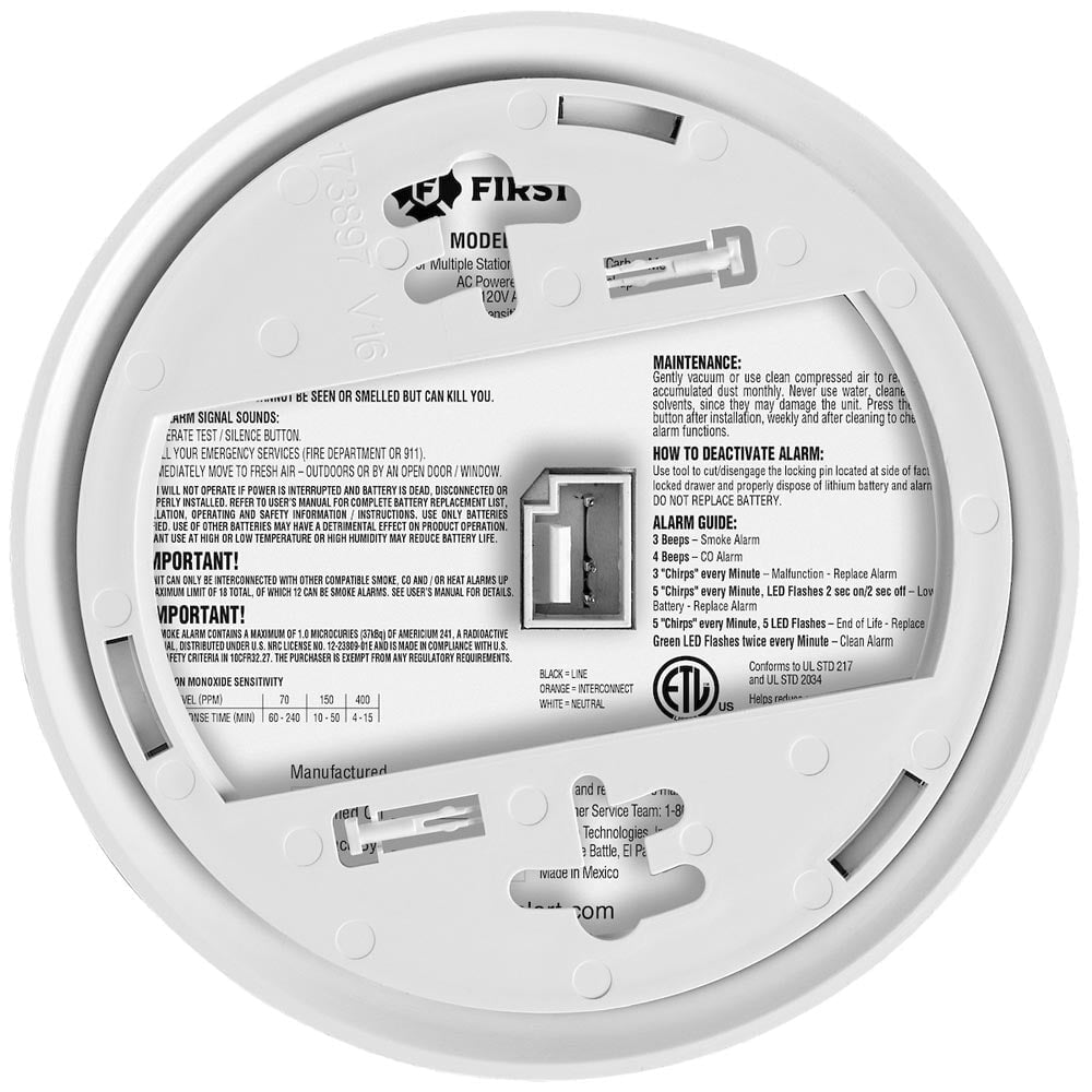 BRK SMICO105-AC Smoke & CO Alarm – Hardwired with Ionization Sensor and Battery Backup