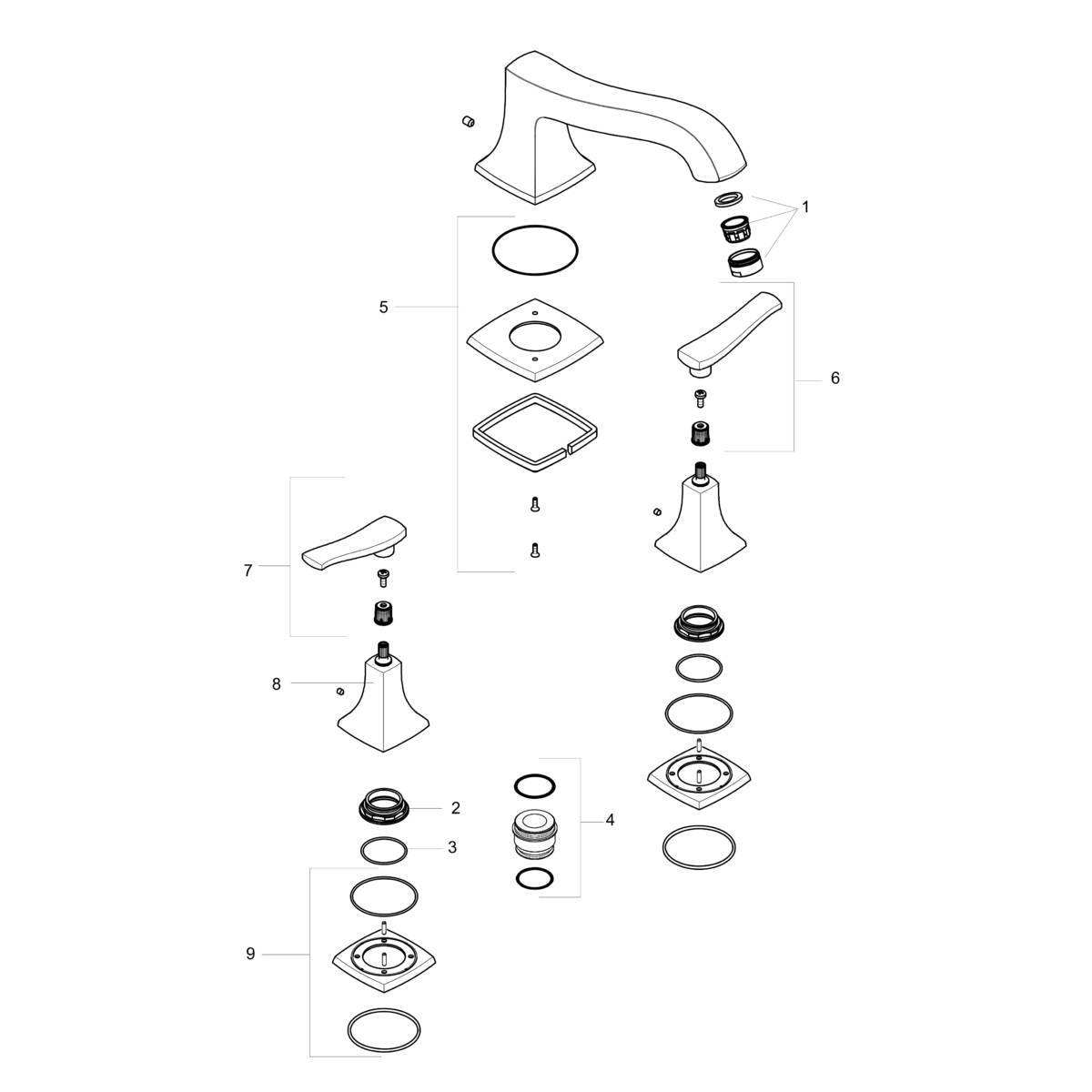 Hansgrohe Metropol Classic 3-Hole Roman Tub Set Trim with Lever Handles, 31428001 Chrome
