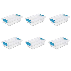 Sterilite Small Clip Box, Clear Lid & Base w/Colored Latches, 6-Pack - Wholesale Home Improvement Products