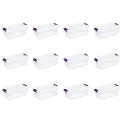 Sterilite 6 Quart/5.7 Liter ClearView Latch Box, Clear with Sweet Plum Latches, 12-Pack - Wholesale Home Improvement Products