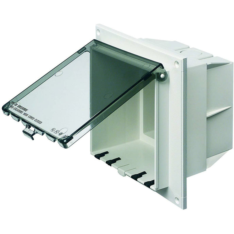 Arlington DBVR2C-1 Low Profile IN BOX Electrical Box with Weatherproof Cover for Flat Surfaces, 2-Gang, Vertical, Clear