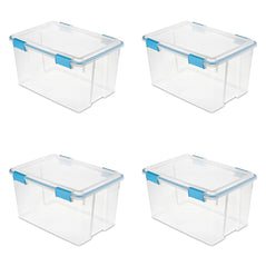 Sterilite 54 Quart/51 Liter Gasket Box, Clear with Blue Aquarium Latches and Gasket, 4-Pack - Wholesale Home Improvement Products