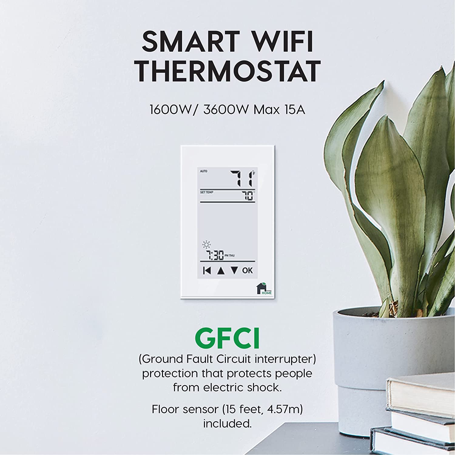EconoHome - GFCI WiFi Thermostat - Programmable 4-Inch Touchscreen