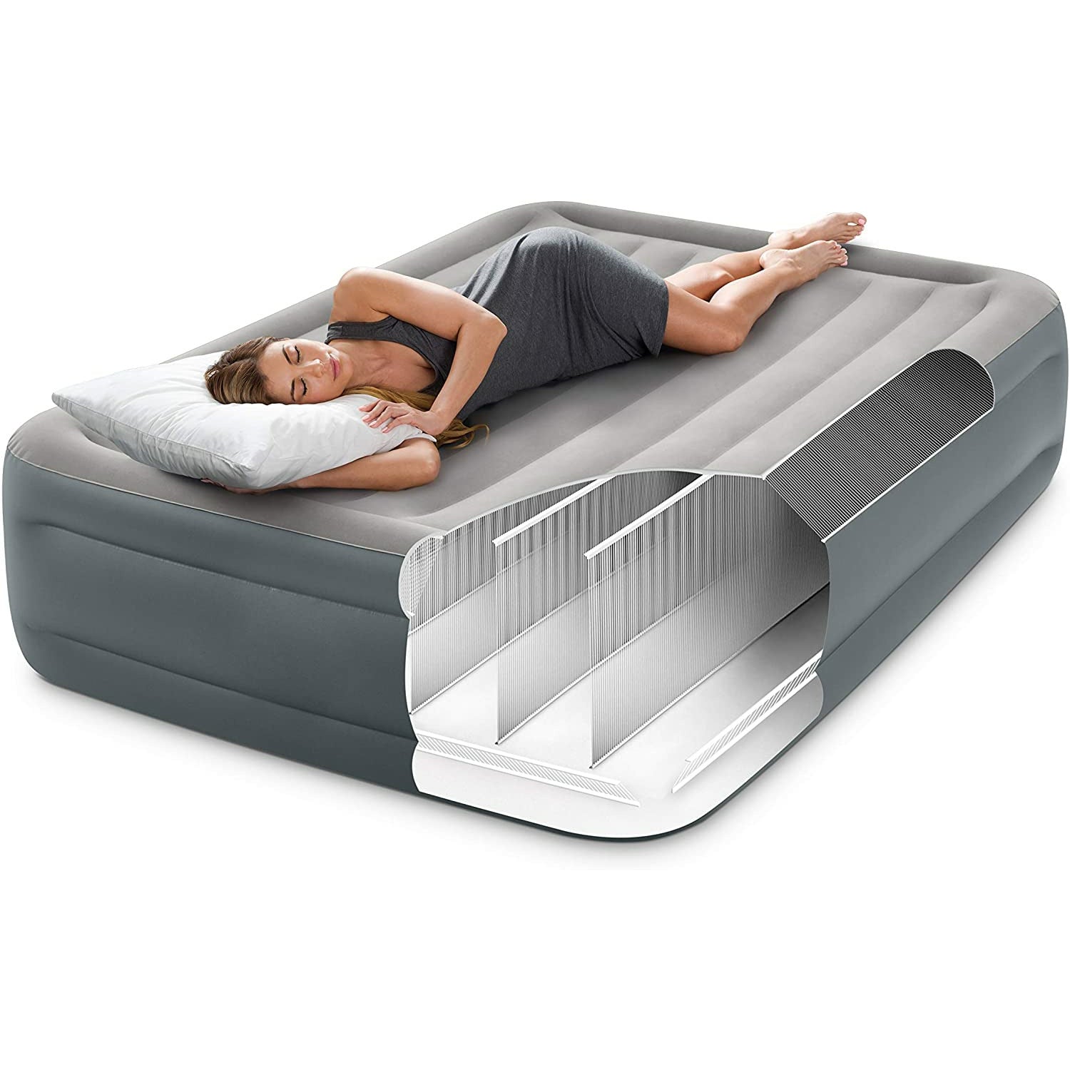 Intex - 64125ED - Dura-Beam Essential Rest Airbed - Internal Electric Pump - 18in Queen