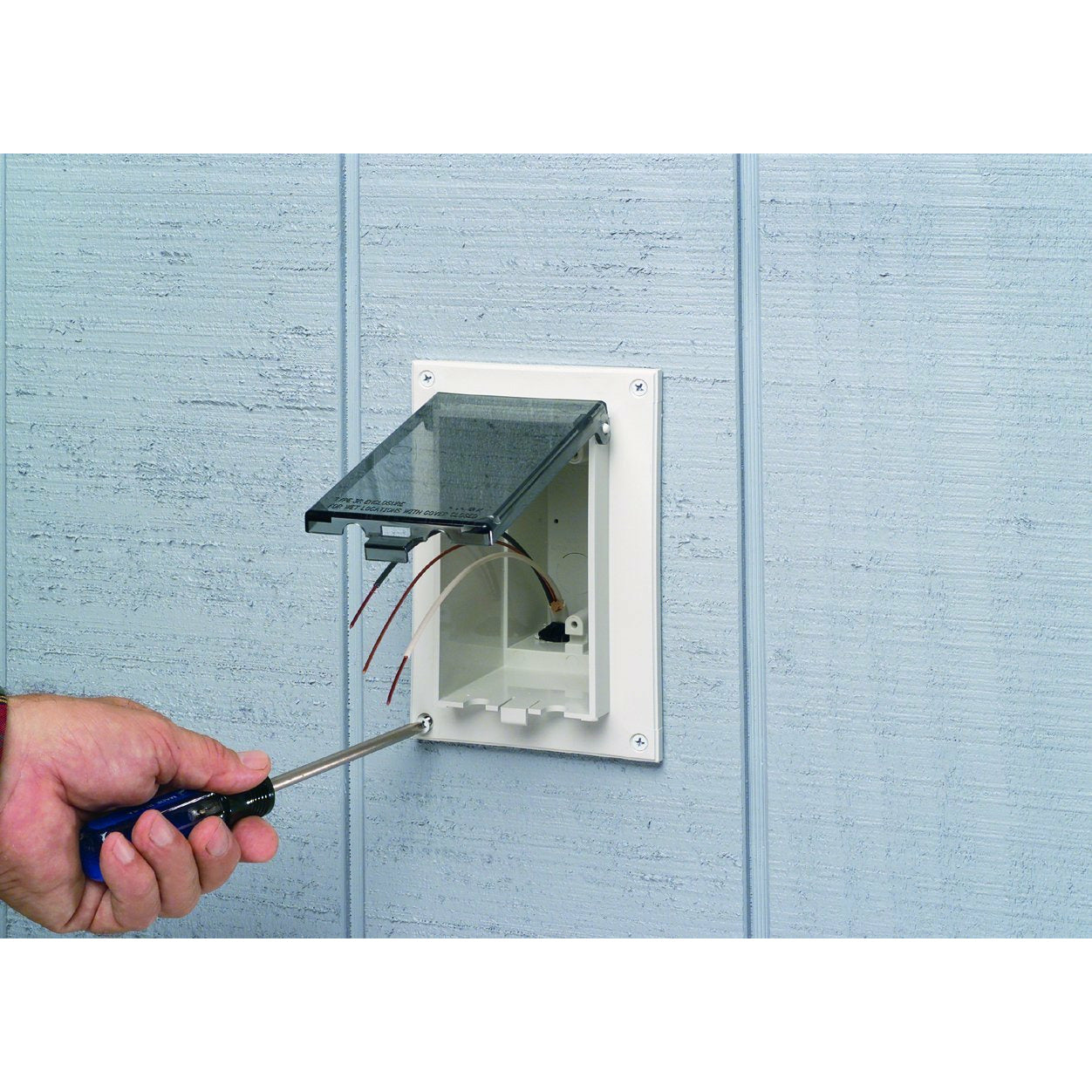 Arlington Low Profile IN BOX Electrical Box with Weatherproof Cover for Flat Surface Retrofit Construction, 1-Gang, Vertical DBVR1C, Clear