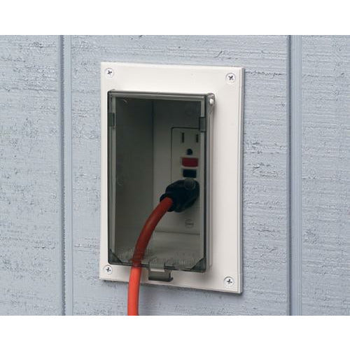 Arlington Low Profile IN BOX Electrical Box with Weatherproof Cover for Flat Surface Retrofit Construction, 1-Gang, Vertical DBVR1C, Clear