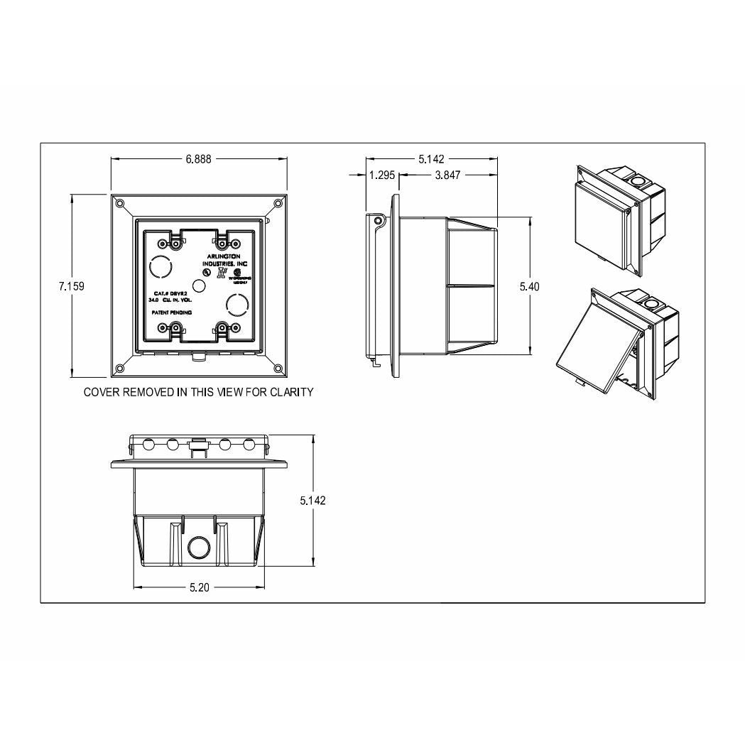 Arlington DBVR2C-1 Low Profile IN BOX Electrical Box with Weatherproof Cover for Flat Surfaces, 2-Gang, Vertical, Clear