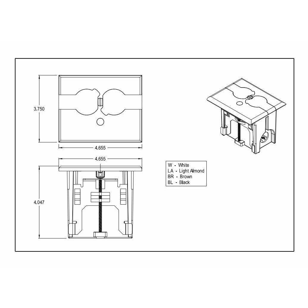 Arlington FLBAF101BR Adjustable Floor Box Kit with Outlet and Flip Plate, for Installed Floors, 1-Gang, Brown, 1-Pack