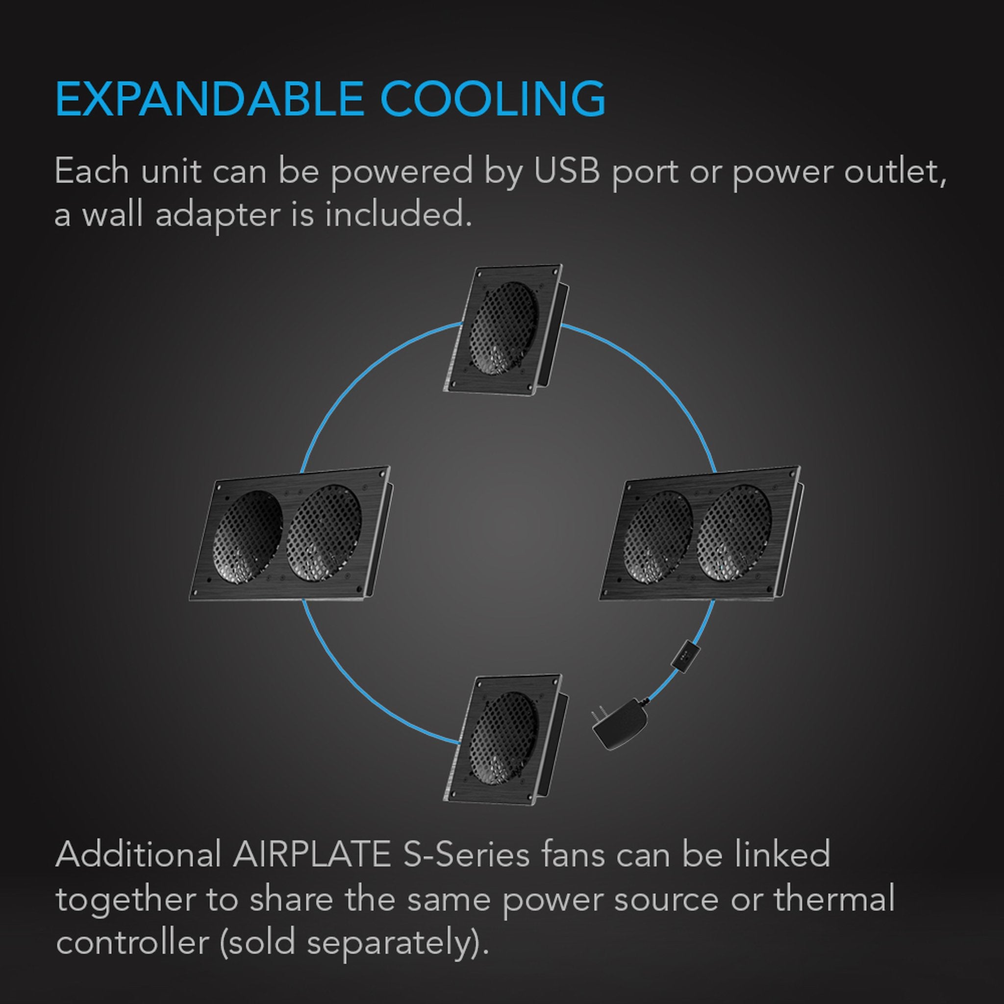 AC Infinity AIRPLATE S1 Cabinet Cooling Fan System - 4 Inch