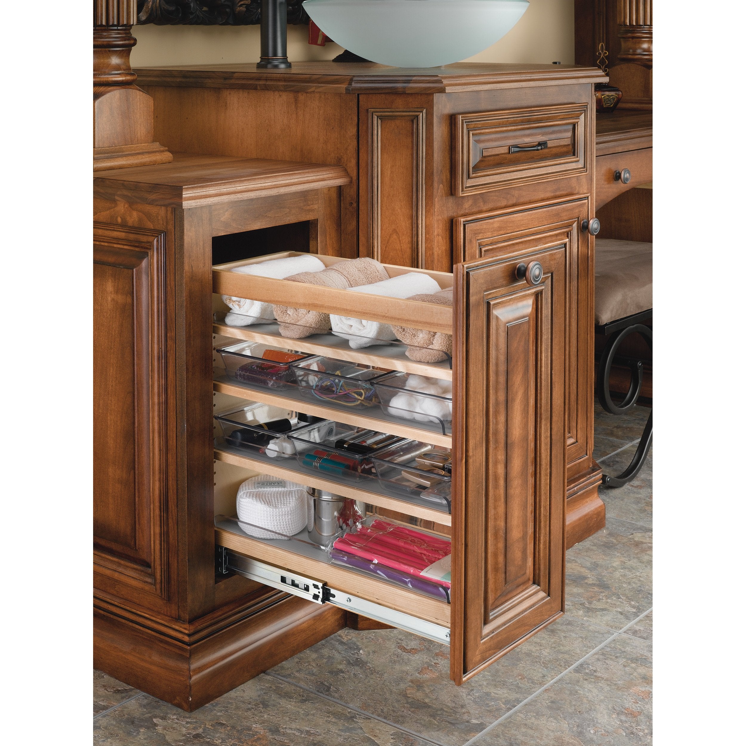 Rev-A-Shelf 448-VC20SC-8 / 8 in W X 20 in H Wood Vanity Base Organizer w/Soft-Close