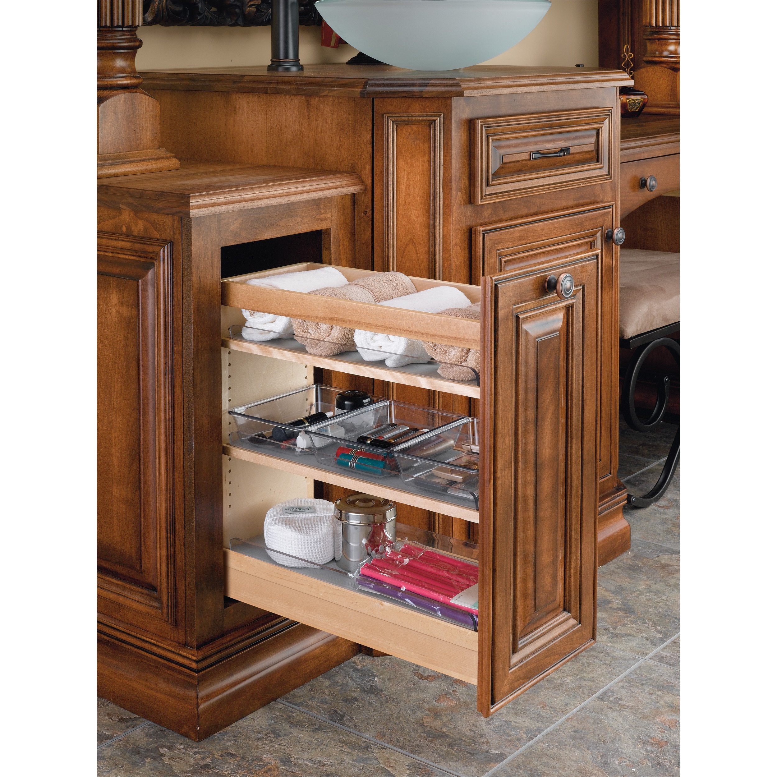 Rev-A-Shelf 448-VC20SC-8 / 8 in W X 20 in H Wood Vanity Base Organizer w/Soft-Close