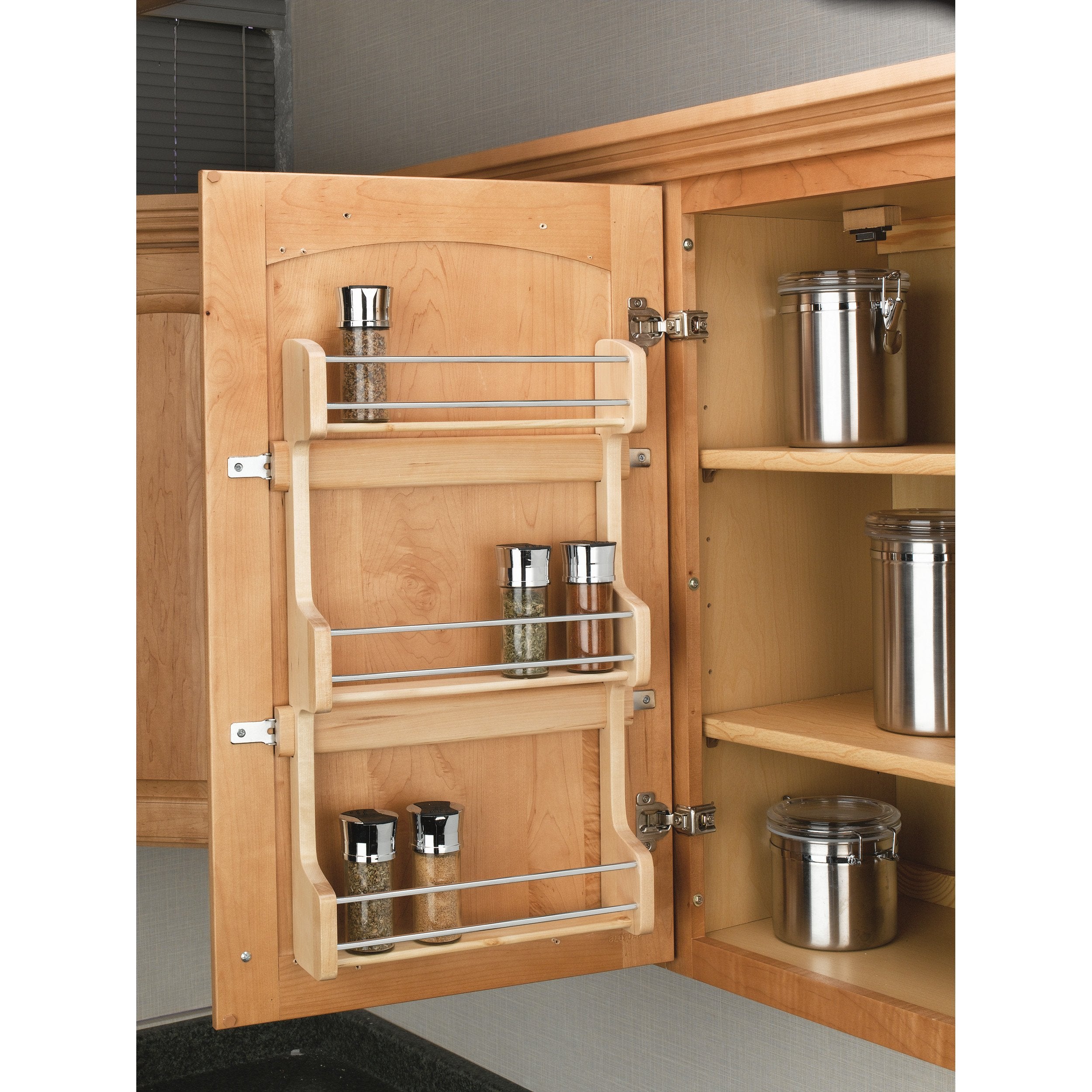 Rev-A-Shelf 4SR-18 / 18 in Cabinet Door mount Wood 3-Shelf Spice Rack