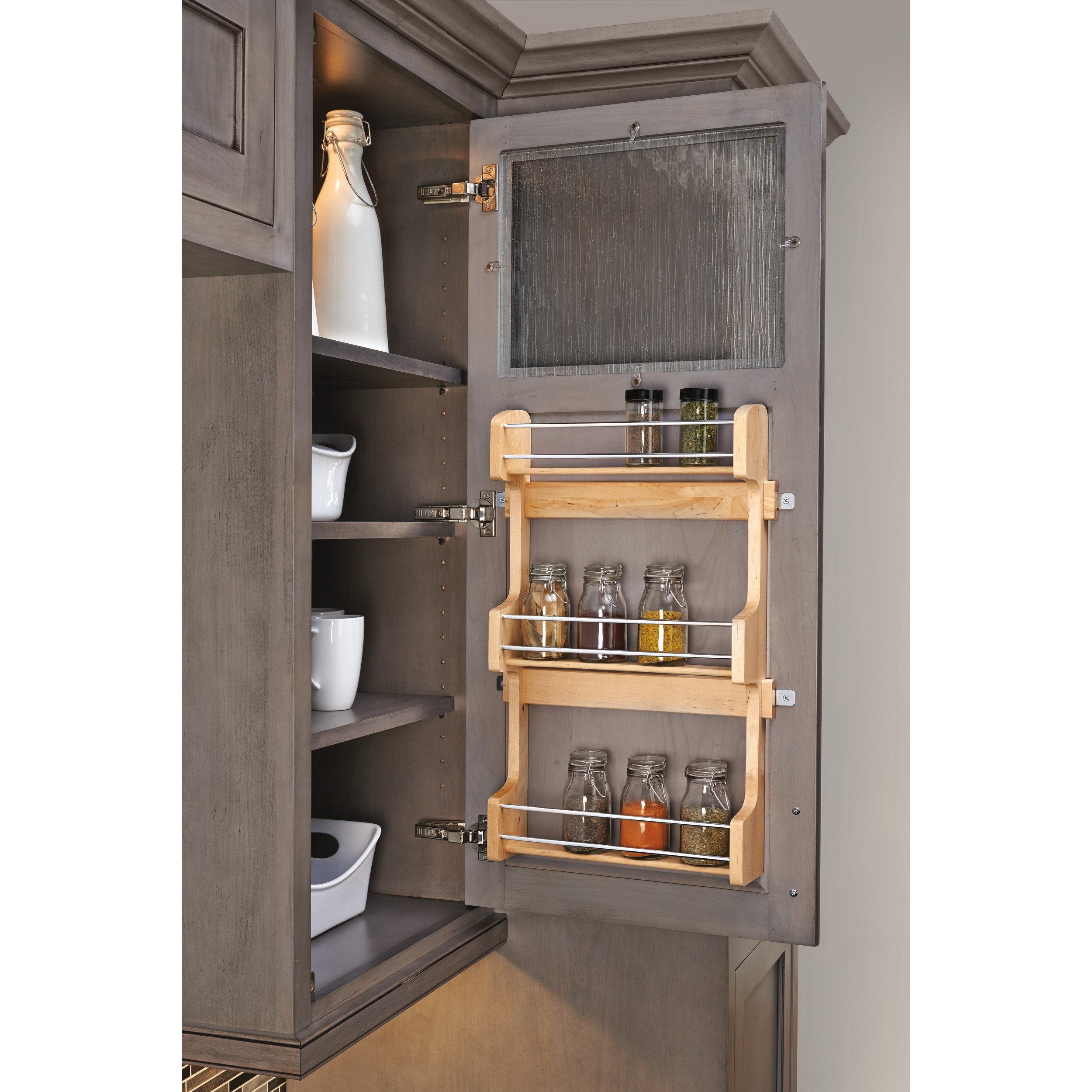 Rev-A-Shelf 4SR-18 / 18 in Cabinet Door mount Wood 3-Shelf Spice Rack
