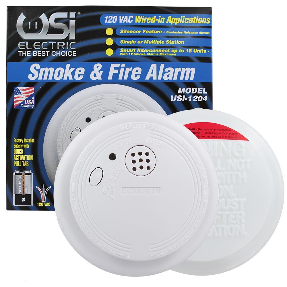 USI Electric Smoke Detector - 1204HA Wire-In with Battery Backup
