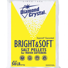 Diamond Crystal water softener salt pellets in a 50 lb bag, designed for effective water softening and scale prevention.