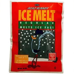 Road Runner Road Runner 50B-RR Ice Melt Salt 50lb bag, 3-pack, showing the bag's label and snow melting product in packaging.