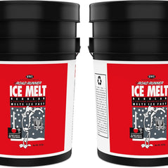 Road Runner 50P-RR ice melt salt pail, 50 lbs, 2-pack, designed for snow and ice removal, durable container with salt blend.
