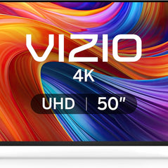 VIZIO 50-inch 4K UHD Smart TV displaying vibrant colorful image, modern design with slim bezels.