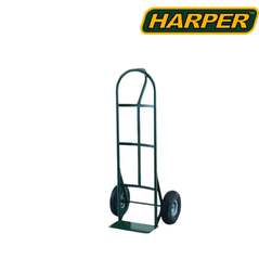 Green Harper Trucks hand truck with 600 lb capacity, 10-inch wheels, heavy-duty design for transporting heavy loads.