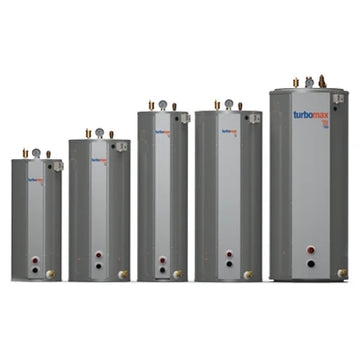 Turbomax boiler water heater with a compact design and digital control panel for efficient home hot water supply.