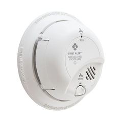 BRK First Alert SC9120B hardwired combination smoke and carbon monoxide alarm mounted on ceiling.