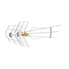 Televes Ellipse Mix amplified HDTV external antenna with UHF/VHF bands and 5G/LTE filter, shown from rear perspective.