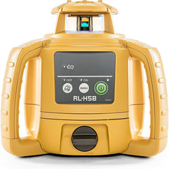 Topcon RL-H5B self-leveling horizontal rotary laser level with 1300ft range, IP66 rated, for construction and grading tasks.