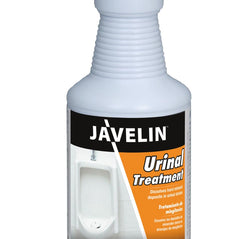 Javelin Javelin Urinal Drain Treatment dissolves uric salts, eliminates odors, and prevents clogs in commercial restroom drains.
