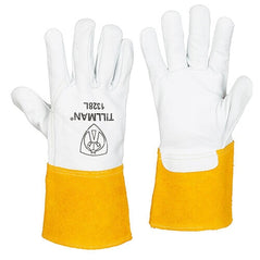 Tillman 1328 top grain goatskin TIG welding gloves showing detailed stitching and flexible design for precision and control.