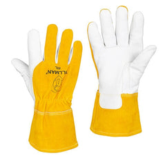 Tillman 48 MIG welding gloves made of goatskin and cowhide, showcasing durable, flexible gloves with reinforced protection.