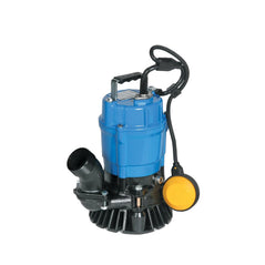 TSURUMI HSZ2.4S automatic submersible trash pump with 2-inch discharge, 1/2 HP motor, and float switch for dewatering sand and solids.