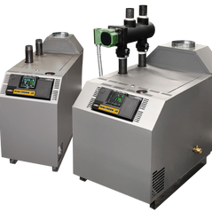 Laars JX boiler for home heating, showing a high-performance residential boiler with digital controls and sleek metallic design.