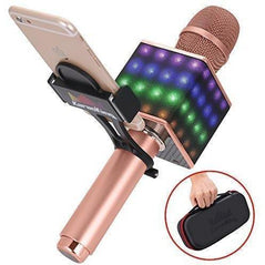 KaraoKing H8 2.0 wireless Bluetooth karaoke microphone with built-in speaker and colorful LED lights, ideal for singing and entertainment.
