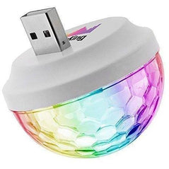 Mini Disco Ball Light by KaraoKing shining with reflective mirrored surface and colorful LED lights for party decoration.
