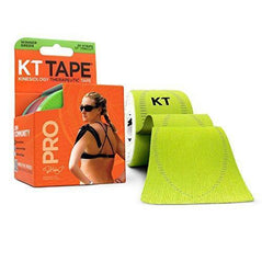 KT Tape Pro kinesiology sports tape in 10-inch pre-cut strips, designed for therapeutic muscle support and injury prevention.