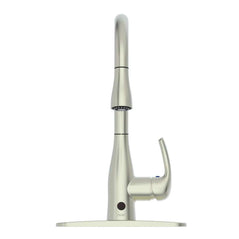 FLOW Motion Activated Pull-Down Spray Kitchen Faucet with sleek design and flexible hose for easy kitchen cleaning.