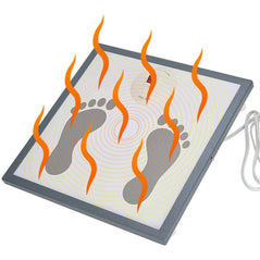 EconoHome electric foot warmer heater emitting gentle heat, designed to keep feet warm and comfortable.