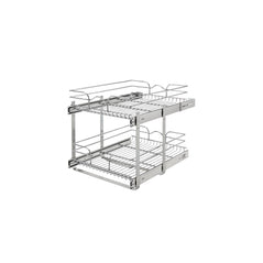 Rev-A-Shelf 5WB2-1822CR-1 two-tier pull-out baskets in a base cabinet for organized storage and easy access.