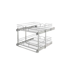 Rev-A-Shelf 5WB2-2122CR-1 two-tier pull-out baskets in a base cabinet for organized storage.