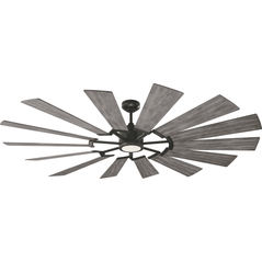 Monte Carlo 62-inch Prairie Grand ceiling fan in aged pewter finish with wooden blades and modern design.