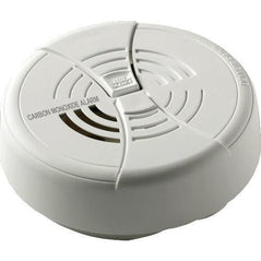 BRK First Alert CO250B carbon monoxide alarm with 9V battery and silence feature, showing digital display and alarm indicator.
