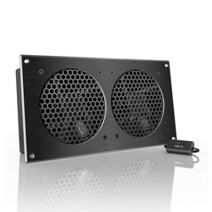 AC Infinity AIRPLATE S7 12-inch cabinet cooling fan system installed in a cabinet for quiet temperature regulation.