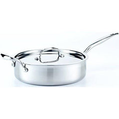 Hammer Stahl 4-quart deep sauté pan with lid, durable cookware for versatile cooking, shown with a stainless steel handle and cover.