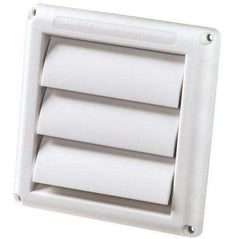 White Deflecto HSF4W 4-inch fan vent for AC units, showing the vent cover with adjustable louver blades.