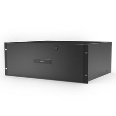 AC Infinity heavy-duty AV rack drawer with aluminium faceplate, 4U size, designed for secure storage in professional equipment racks.