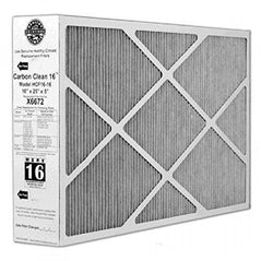 Lennox Healthy Climate 16x25x5 MERV 16 air filter showing pleated filter element for HVAC systems