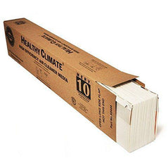 Lennox Healthy Climate air filter, 28x17x6 inches, MERV 10 rating, shown in a close-up view of the filter frame and pleats.