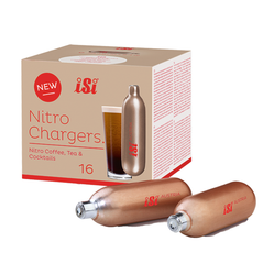 iSi Nitro Chargers 16-pack, professional-grade nitrogen capsules for soda siphons and beverage carbonation.